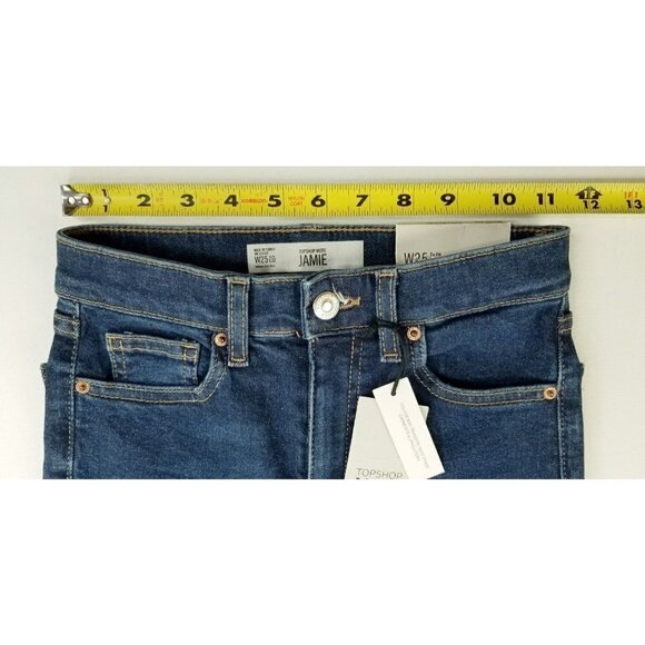Topshop Moto Size 25X28 Women's Jamie High Waisted Ankle Grazer Blue Denim Jeans - Picture 2 of 15
